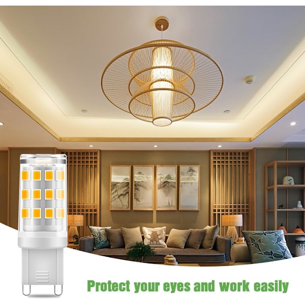 G9 LED-pære, 3W svarende til 30W G9 halogen, 300LM, varm hvid 3000K, flimmerfri, AC 220V, IKKE-dæmpbar, 10-pak [Energiklasse F]