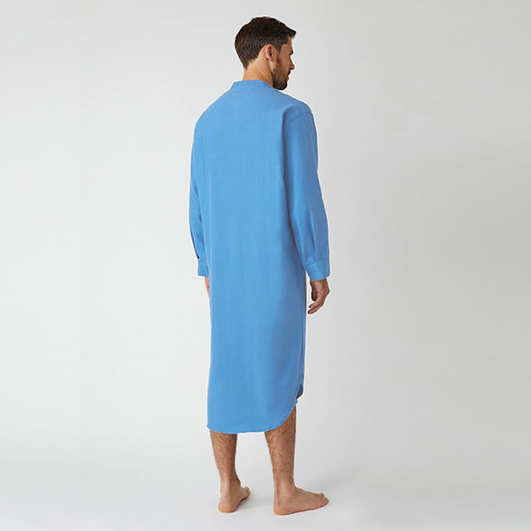 Herrepyjamas, pyjamas topper, lett bomull myk pyjamas, langarmet pyjamas, halv knapp hjemme sykehus lounge klær, xl blue XL