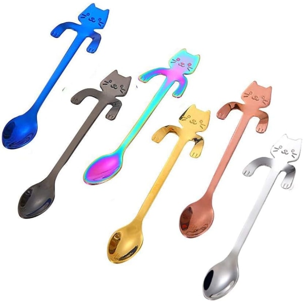 6 PCS Cat Spoon Coffee Tea Spoon,Coffee Gifts for Men Christmas Gifts Birthday Gifts,Hanging CupTeaspoons