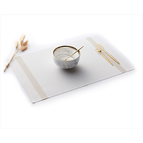 Lyxiga eleganta placemats, placemats set om 6 halkfria tvättbara bordsmattor för hem/matsal dekoration (vit)