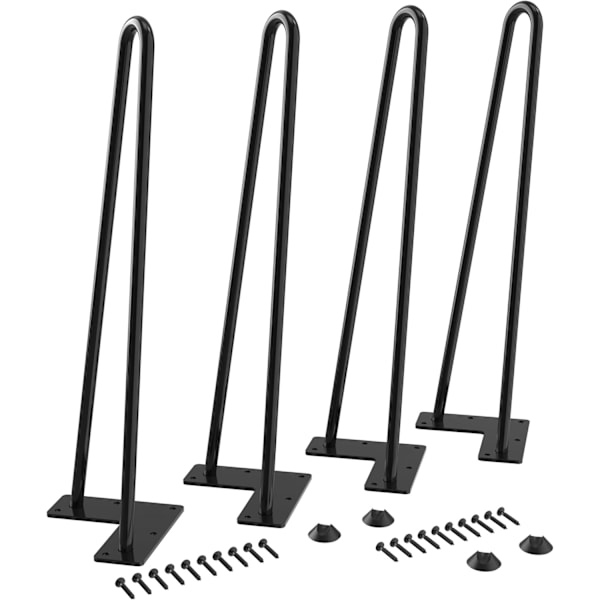 4 STK 45 cm Hårnålsbordben Maks. støtte 204 kg med beskyttelsesfødder Midt-århundredes moderne stil til møbelben Sofabordben 45cm