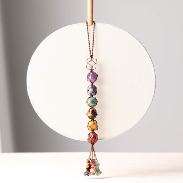 Håndlagde krystallvindusbilhengende ornamenter 7 Chakra hjemmedekorasjon Feng Shui-ornament