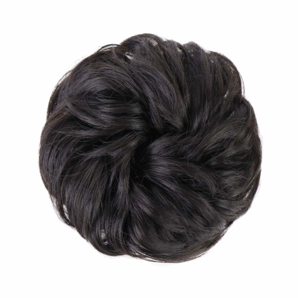 1PCS Messy Hair Bun Hair Scrunchies Extension Curly Wavy Messy Synthetic Chignon til kvinder Updo Hairpiece Darkest Brown Tend to Black