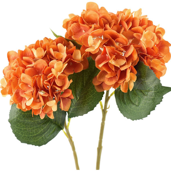 5 st konstgjorda sidenhortensior, blomsterarrangemang dekoration 47 cm deep orange