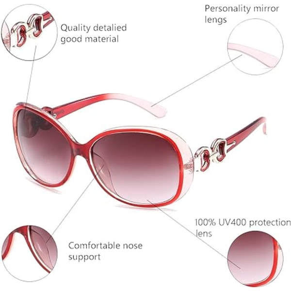 Solglasögon unisex Vintage Big Frame Dam Shades UV400 Solglasögon Red