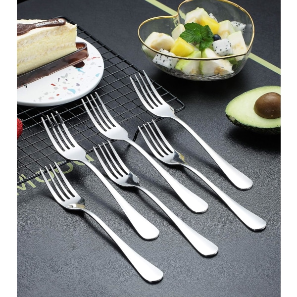 Middagsgaffel 6 delar, rostfritt stål 20 cm gafflar Silver, bordsgafflar Set med 6
