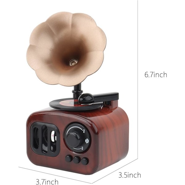 Retro Grammofon Musikboks Hjemme Skrivebordsdekorasjon Musikalsk Gave, Miniatyr Grammofonsformet Musikboks