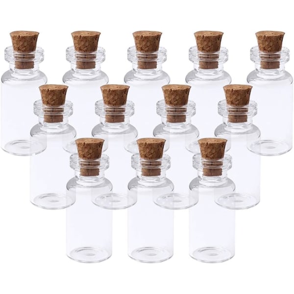 12 st 2 ml små miniglasflaskor med kork, glasflaskor av klara spell med korklock Miniatyrglasdryckflaskor