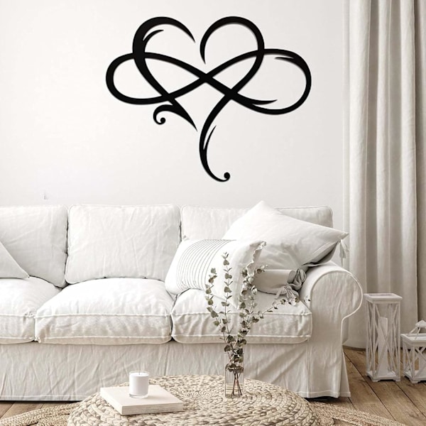 Infinity Heart Väggdekor Metall Väggkonst, Järnkonst Dekoration Present, Evig Kärlek Väggskulptur för Hem Sovrum Vardagsrum