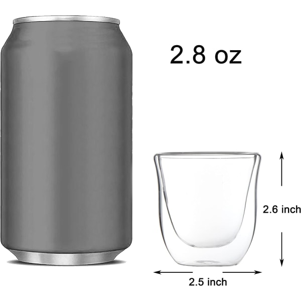 4-pack 80 ml espressokoppar, dubbelväggiga termoisolerade espressokoppar, glaskaffekoppar