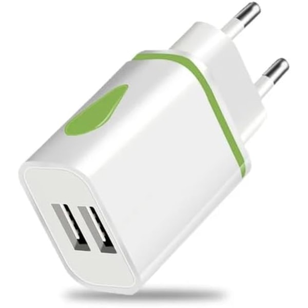 EU 2-benet til USB Rejseadapter Oplader Euro Type C, E, F Vægadapter 2 USB-porte til iPhone Samsung Barbermaskine Tablet