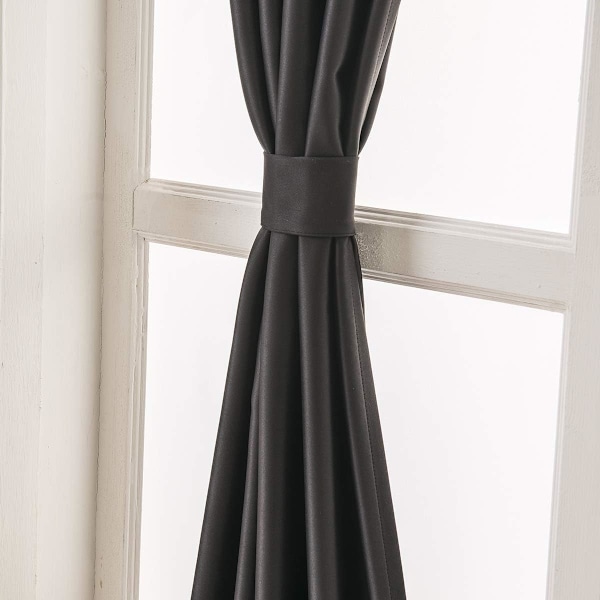 Franska Dörrgardiner Ren Färg Franska Dörrgardinspanel Mörkläggningsgardiner för Vardagsrum Sovrum Matrum, 2 Paneler, 64*183cm Gris