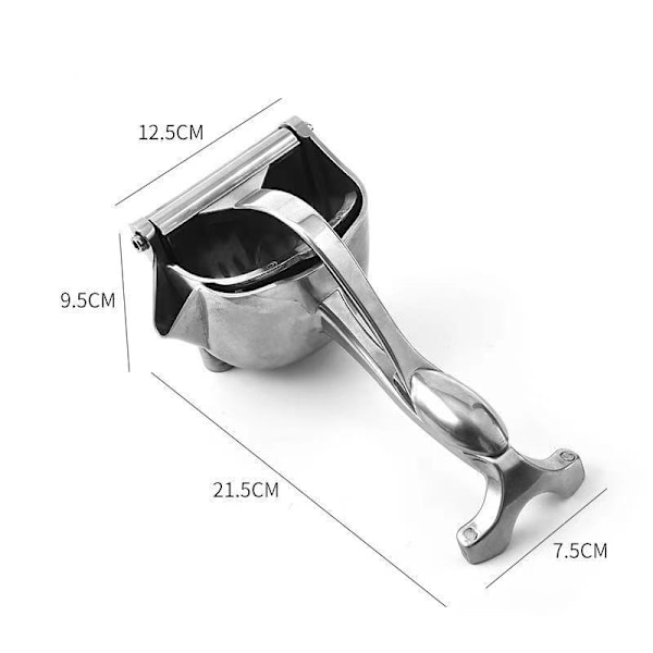 Manuel citruspresser i aluminium - 21,5*12,5*9,5 (H) cm - 304 rustfrit stål - med ergonomisk håndtag - til presning af citronsaft