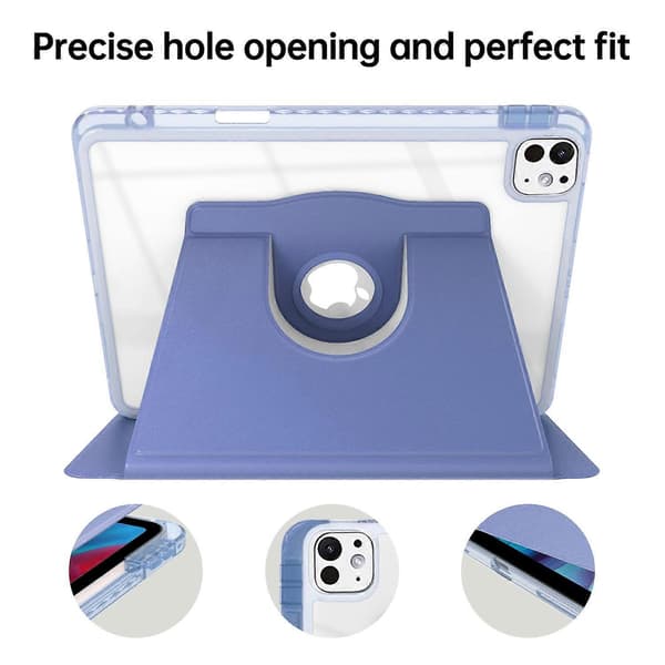 Etui til iPad Pro 13 (2024) PU Læder+Akryl+TPU Roterende Klar Tablet Cover Auto Væk/Sov