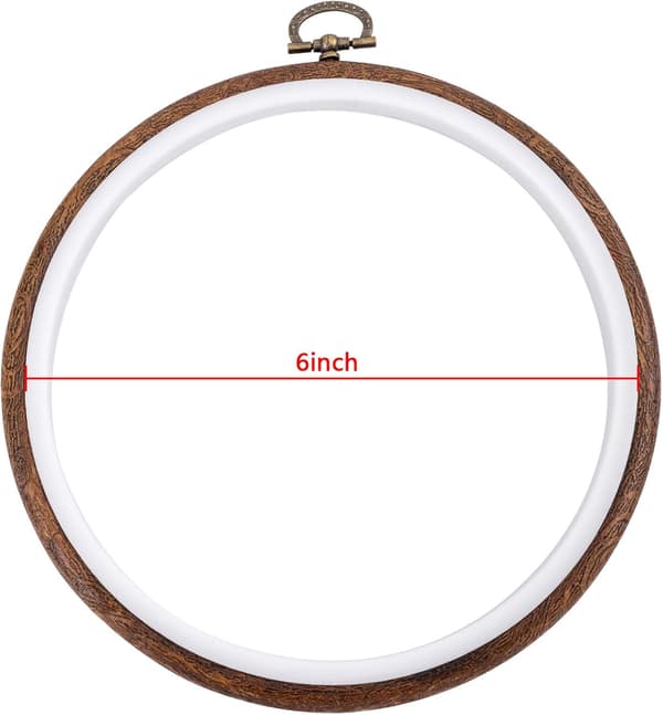 4 stk. 6 tommer runde broderirammer Display Frame Circle, Cross Stitch Hoop Ring Imiteret træ broderikit