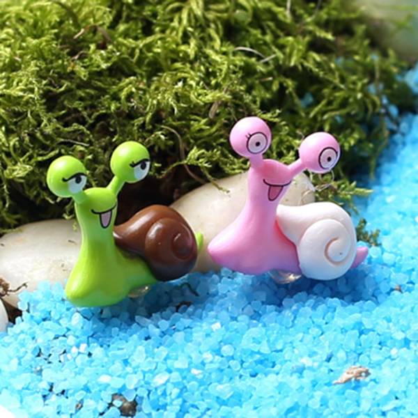 10 Puutarhakoristetta Miniatyyri Etana Patsaat Hartsi Käsityö Satu Nukke Talo Dekor Bonsai Kasvi Dekor, Vaaleanpunainen Ja Vihreä