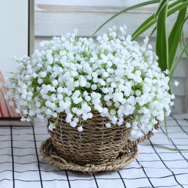 20 st 60 grenar Vita blommor Konstgjorda falska för bröllop Brudbukett Garland DIY blomsterarrangemang krans