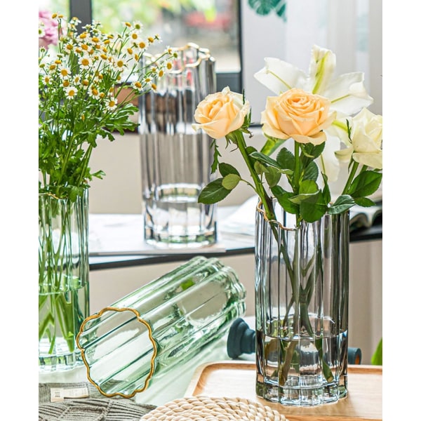 Glass Vase,Cylinder Vase Hjemmedekorasjon green 31*12cm