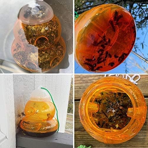 Utomhus hängande plast getingfällor, getingfällor gul jacka, återanvändbara, gula, 2-pack