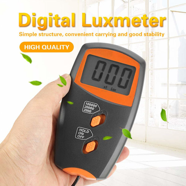 Høj nøjagtighed miljømæssig illuminometer, 0-100.000 digital luminometer LCD-display lysmåler test, uden batteri inkluderet LX1010BS