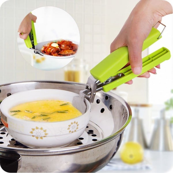 Rostfritt stål värmebeständig gryta panna varm tallrik skål gripare klämma gryta klämma ångugn spis gripare klämma tång slumpmässig färg