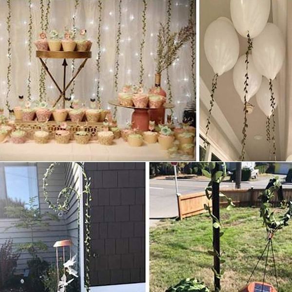 Band, grönt blad trim satinband, olivbladsband sträng, konstgjorda gröna blad, kan användas för förpackning etc (grön, 15 m, 2 rullar)