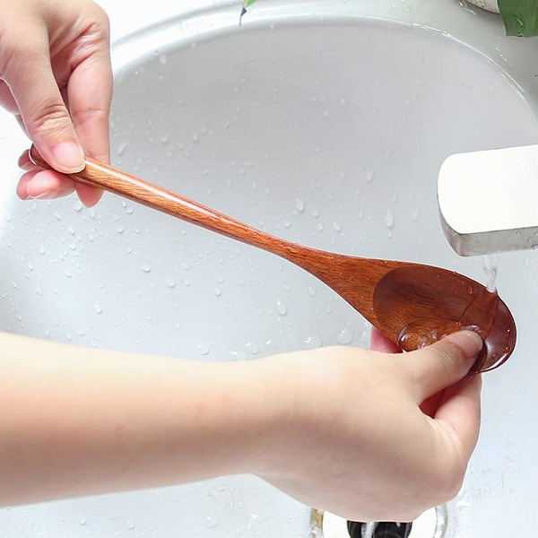 Träslev, 5-delars Japansk Stil Nanmu Träslevset, för Äta Blanda, Röra, Laga Mat och Omröring