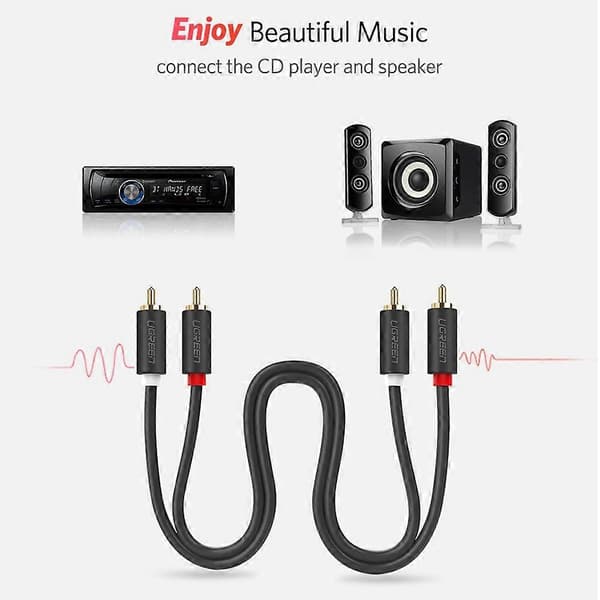 UGREEN 1m RCA-kabel 2RCA til 2 RCA Han til Han Lydkabel til Hjemmebiograf DVD TV Forstærker CD