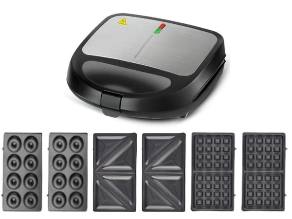 Multimaskin 3-i-1 - Sandwich-, vaffel- og smultringmaskin 850 W