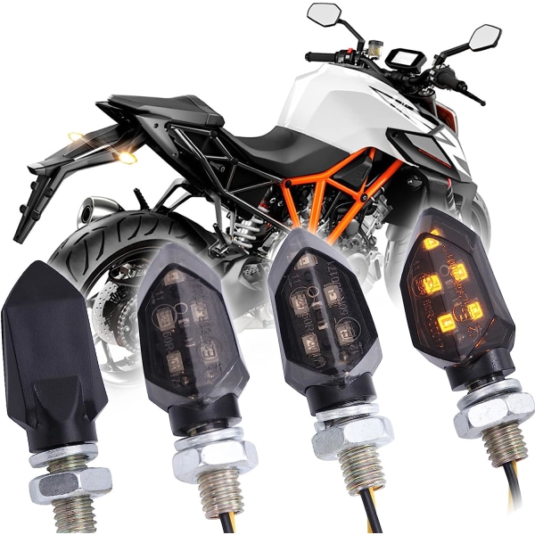 4-pack mini LED motorcykel blinkers Vattentät Godkänd främre och bakre blinkers Universal 12V kompatibel Harley Kawasaki Yamaha