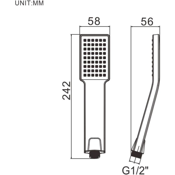 Duschhuvud, Universell Handdusch 1/2 Tums Interface, Kvadratisk Duschhuvud