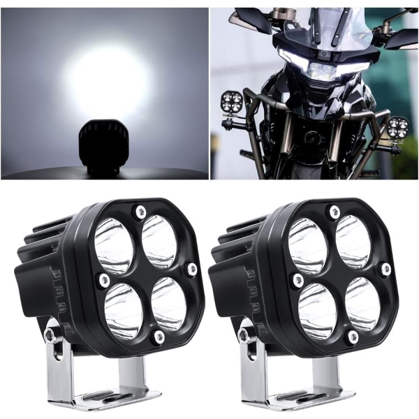LED Arbetsljus 12V, 40W Motorcykel LED Tilläggsljus Spotlight Dimljus 24V 12000Lm LED Strålkastare Off-Road Tilläggsljus 2st