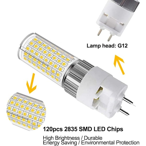 G12 16W Varmvit LED-lampa, Bi-Pin Majslampa (150W Halogen/Glödlampa motsvarande), 3000K 1600 Lumen Strålkastare, 2-pack
