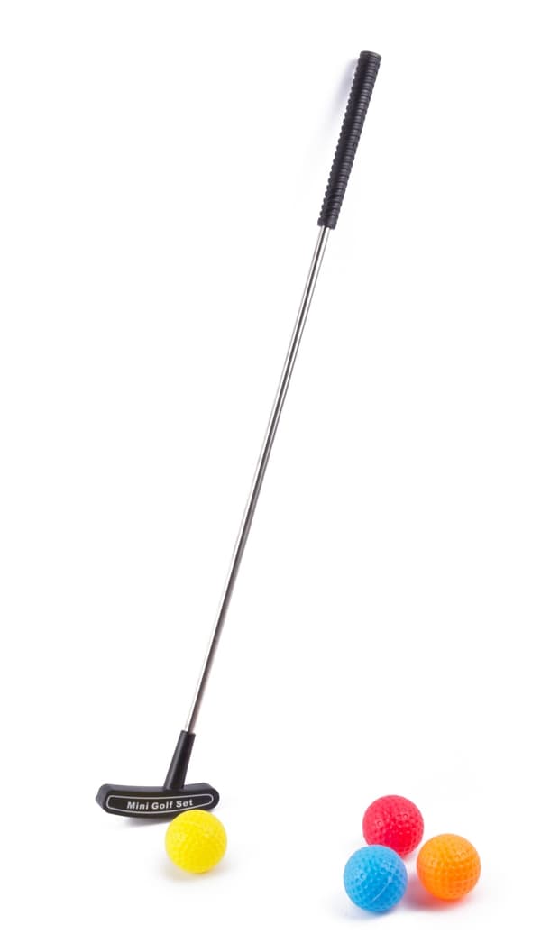 Golfset putter + 4 bollar