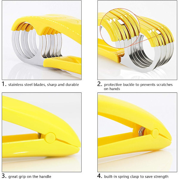Bananskärare, Rostfritt Stål Frukt- och Grönsakssallad Skärare Köksredskap För banan, Korv, Jordgubbe, Druva (1 st)