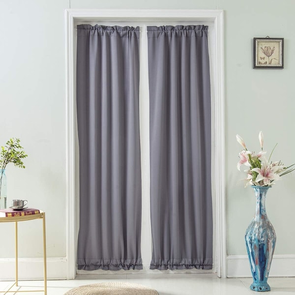 Franska Dörrgardiner Ren Färg Franska Dörrgardinspanel Mörkläggningsgardiner för Vardagsrum Sovrum Matrum, 2 Paneler, 64*183cm Blanco
