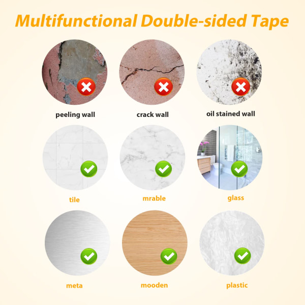 15mm dubbelsidig tygtape, extra starkt, superklibbigt, multifunktionellt dubbelsidigt tejp, brett dubbelsidigt monteringstejp (20 m långt)