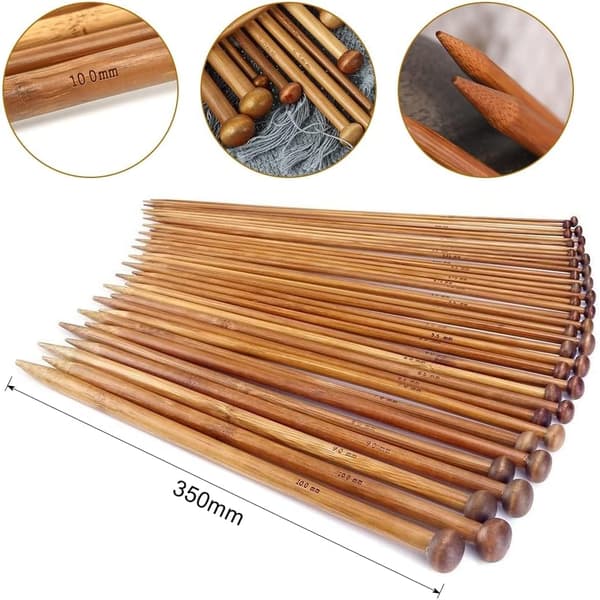 Neuloneulasetti 18 kokoa Bambu Yksikärkiset Neuloneulat 25cm