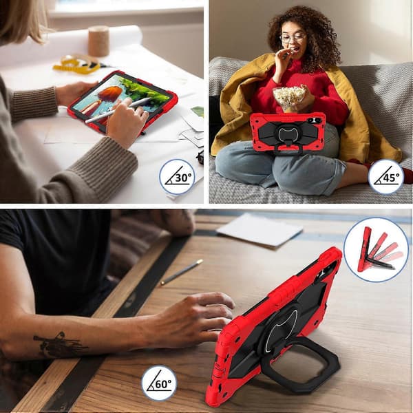 Til Xiaomi Redmi Pad Pro 5G/Pad Pro/Poco Pad 4G Støtteben Etui Silikone+PC Tablet Cover - Rød/Sort