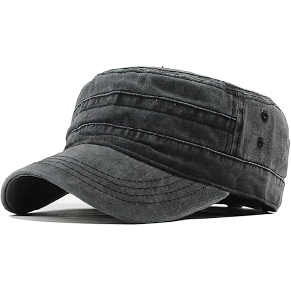 Militärkeps, Vintage Tvättad Denim Militärkeps, Bomullshatt för Utomhussporter, Casual Solhatt, Justerbar Storlek för Män och Kvinnor Color 1