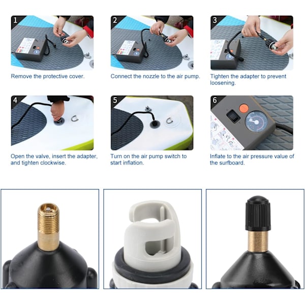 2PCS SUP Pump Adapter, Luftventil Adapter för Snabb Uppblåsning av Kanoter, Paddelbrädor, Stand Up Paddles, Kajaker
