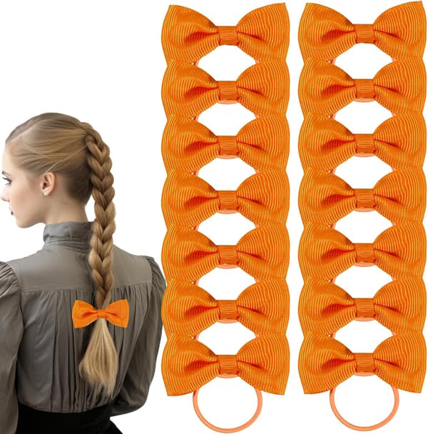 20 st orange håraccessoarer - elastiska hårband och flätor - för barn och kvinnor Orange