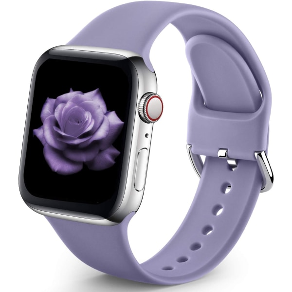 Urheiluranneke yhteensopiva Apple Watch iWatch -rannekkeiden kanssa, unisex, pehmeä silikoniranneke Apple Watch 3 6 5 4 2 1 SE -kelloille Lavender Grey 42mm/44mm S/M