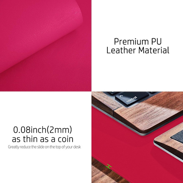 Läder skrivbordsunderlägg, kontorsunderlägg, halkfri PU-läder skrivbordsunderlägg, laptop skrivbordsunderlägg, vattentätt skrivbordsunderlägg Rose Red 23.6" x 13.7"