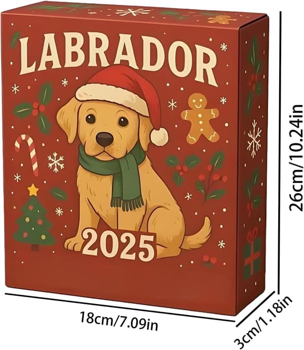 Labrador 2025 Julekalendere, 24 Dages Jule-nedtællingskalender med 2D Akryl Festlige Søde Hundeornamenter, Bedårende Samleobjekter