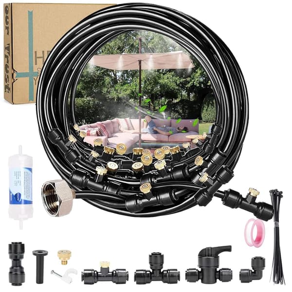 Terrassdimsystem, utomhusterrassdimslang, terrassdimsystemkit, dimmunstycken med T-koppling (10M)