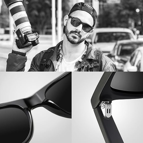 Et par solbriller polariserede anti-UV trendy designer solbriller til mænd og kvinder (lys sort stel med sorte og grå linser)