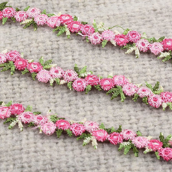 10 meter spetsband med rosmönster, blommigt band med broderade rosor, dekoration för klänningar, sömnad, gör-det-själv-hantverk, bröllop, brud
