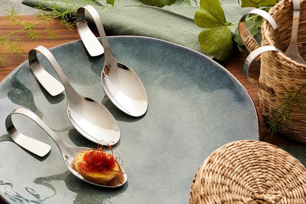 Set med 6 PRESENTATIONSSKEDAR, Rostfritt Stål, Silver, 13*4,5 cm