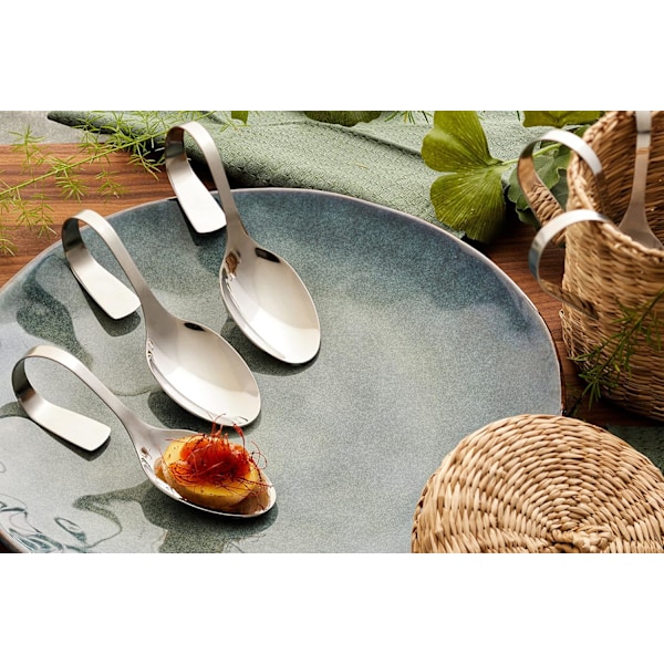 Sett med 6 SERVERINGSSKJEER, Rustfritt stål, Sølv, 13*4.5 cm